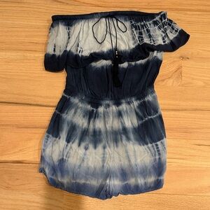 American Eagle Outfitters Blue Tie-Dye Romper